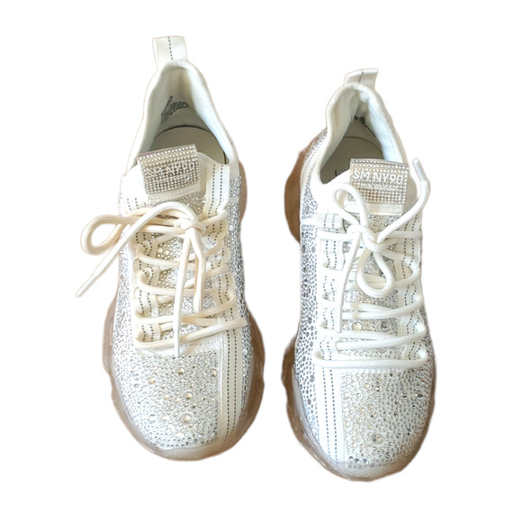 Steve Madden MAXIMA-R WHITE MULTI Rhinestone y2k Sparkle Sneakers - Picture 2 of 9